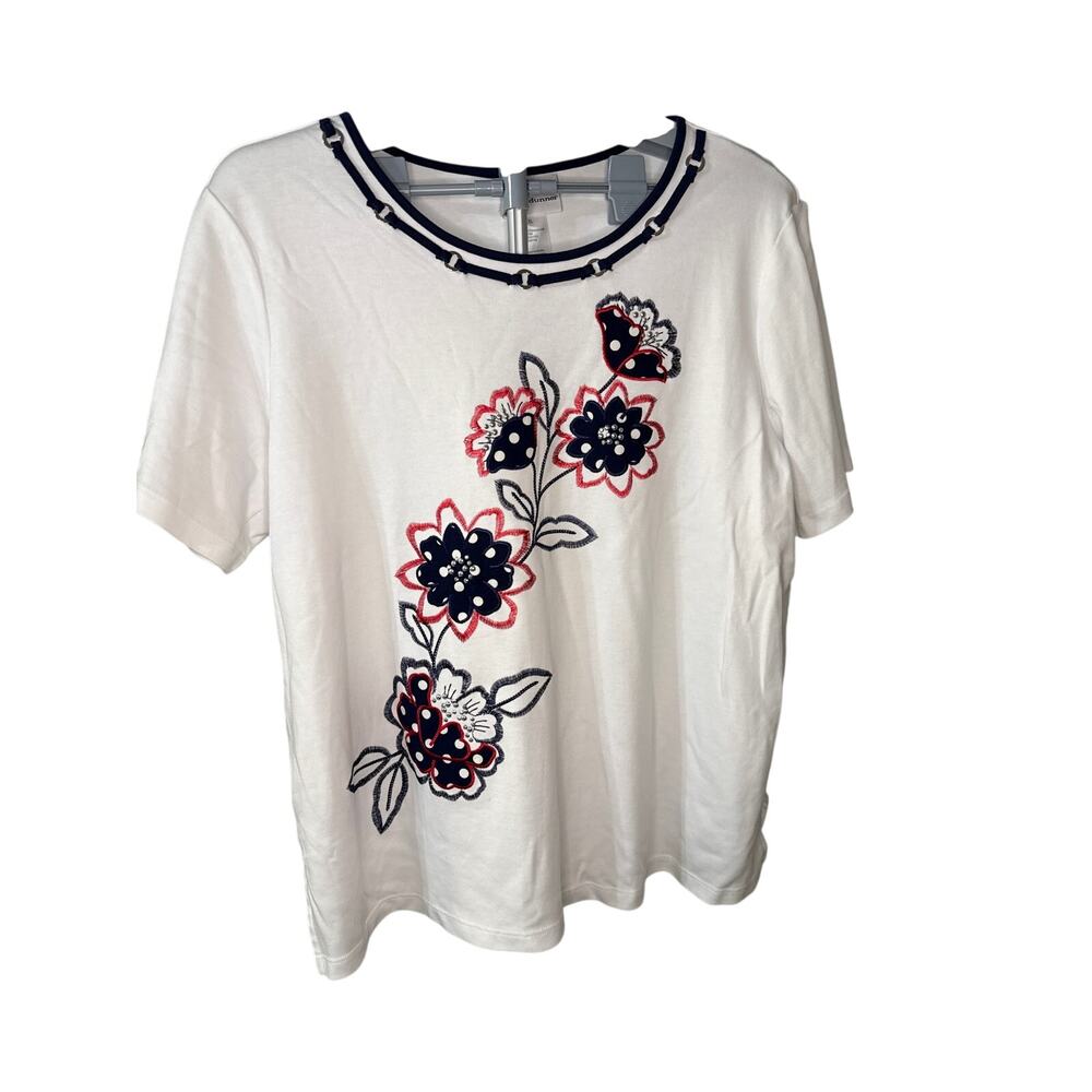 Alfred Dunner‎ embroidered floral print blouse Women's XL